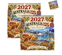 2027 Australia 125th Anniversary Wall Calendar, 12 Monthly Planner (2pcs) | Australian Iconic Landmarks & Wildlife Premium Thick Funny Hanging Calendar for Home Office