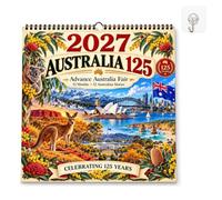 2027 Australia 125th Anniversary Wall Calendar, 12 Unique Designs (1 pc) | Australia 12 Monthly Planner, Australian Iconic Landmarks & Wildlife, Thick, Spiral Bound Hanging Design, Home Office Decor