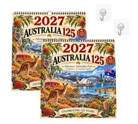 2027 Australia 125th Anniversary Wall Calendar, 12 Unique Designs (2 pcs) | Australia 12 Monthly Planner, Australian Iconic Landmarks & Wildlife, Thick, Spiral Bound Hanging Design, Home Office Decor