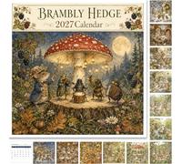 2027 Brambly Hedge Wall Calendar - Square Hanging Planner with Vintage Forest Mouse & Mushroom Watercolor Art, 12-Month Spiral Bound Decor Gift for Book & Art Lovers