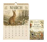 2027 British Woodlands Wall Calendar, Spiral Bound Monthly Planner | Vintage Nature Wildlife Theme With Birds Squirrels & Rabbits - For Home Kitchen Dormitory Workplace School Classroom Studio