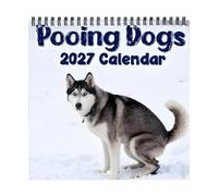 2027 Calendar 12 Month 42x21cm Funny Dog Pooping Monthly Decor | Jan-Dec 2027 Desk Calendar for Office School Classroom Dorm College Desk Academic Appointment Agenda