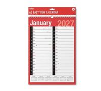 2027 Calendar A3 Easy Month to View Spiral Bound Monthly Wall Planner with UK Holidays & Notable Dates - Monthly Organiser for Home, Office, School or Business