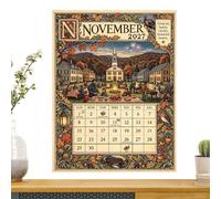 2027 Calendar Country Life Theme Large Grid Scheduling Planner | Rural Landscape Calendar for Office Bedroom Living Room Study Desk Kitchen Playroom Classroom Party