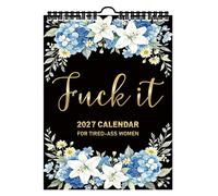 2027 Calendar for Tired-Ass Women, Funny Sweary Monthly Wall Calendar for Office & Home, Gag Gift for Stressed Moms & Coworkers Blue