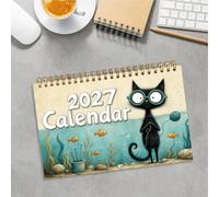 2027 Calendar Funny Black Kitten Home Wall Decor Cats Calendar | Kitten Jan-Dec Desktop Wall Calendar 12-Month Cute Monthly for Daily Schedule Appointment Agenda Office Classroom School