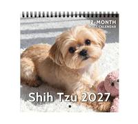 2027 Calendar - Shih Tzu Dog | Monthly Planner, Thick Paper Desk | Large Writing Spaces, Twin-wire Binding, Ink-resistant Sheets, Appointment Tracking, Suited To Shelves, Classrooms