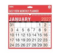 2027 Calendar Spiral Bound Wall Hanging Planner/Organiser| Large Red and Black Calendar| For Home Business Office School| With 2027 Notable Dates & Forward Planner 2028 (Easy View Monthly)