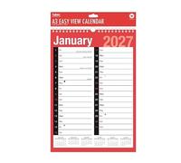 2027 Calendar Spiral Bound Wall Hanging Planner/Organiser| Large Red and Black Calendar| For Home Business Office School| With 2027 Notable Dates & Forward Planner 2028 (A3 Easy View)