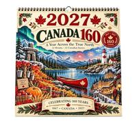 2027 Canada 160th Anniversary Wall Calendar，1pc | Canadian Landscapes Monthly Planner, Northern Lights Maple Harvest Canada Day Cottage Scenes for Home Office