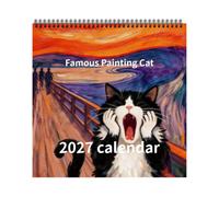2027 Cat Calendar For Wall, Monthly Planner With Whimsical Cat Prints | Monthly Family Schedule Calendar, Clear Appointment Grids, Pre-punched Hanging Hole, Suited To Kitchens And Studies