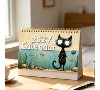 2027 Cat Calendar, Wall or Desktop Display with 12 Monthly Pages | Illustrated Cat Designs, Easy Date Checking for Reminders Desktop or Wall Display for Home Office Decor