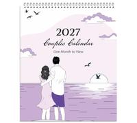 2027 Couples Calendar for 2 People - One Month to View Vintage Art by Arpan