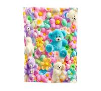 2027 Cute Bear Rabbit Pastel Floral Print Throw Blanket, Soft Comfortable Dinosaur Plush Flannel Blanket for Boys and Girls, Warm Halloween Christmas Decors for Bedroom Couch Chair
