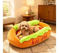 2027 Cute Hot Dog Buns Dog Bed,Hot Dogs Bed for Dachshund(S-50x35x16cm)