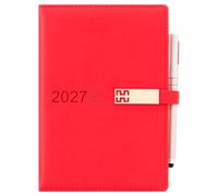2027 Dairy,Academic Diary 2027 A5 Page A Day from January 2027 to December 2027,Organizer Daily Monthly Planner with Colorful Monthly Tabs,Pen,Pen Loop and Inner Pocket,Bookmarks (Red)