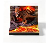 2027 Desk Calendar with LED Light, Christmas Tree Sculpture 3D Tear-away Paper Carving Art Memo Pad Time Piece Notepad Gift for Christmas Housewarming Home Office (Blaze T-Rex)