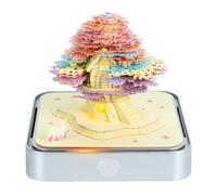 2027 Desk Calendar with LED Light, Colorful Tree Sculpture 3D Tear-away Paper Carving Art Memo Pad Time Piece Notepad Gift for Christmas Housewarming Home Office Desktop Decoration