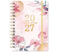 2027 Diary - 2027 A5 Diary Week to View, January 2027 - December 2027, Beautiful Watercolor Flowers, Twin-Wire Binding, Hard Cover, Elastic Closure, 21.5 x 15.5 x 1.5 cm