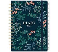 2027 Diary - 2027 Diary Week to View from January to Decmber, 6 x 8.3 in | A5, Elastic bond, Pen Loop, Back Pocket, Week to view layout, Spiral binding