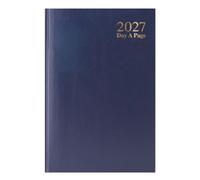 2027 Diary A4 Full Day Per Page - Navy Hardback Appointment Daily Planner