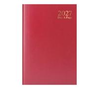 2027 Diary A4 Full Day Per Page - Red Hardback Appointment Daily Planner