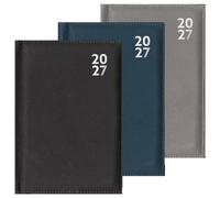 2027 Diary A4 Page a Day Diary Executive Padded Cover Diaries Office Business Appointment Full Year Planner Half Page Weekend (Blue)