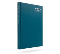 2027 Diary A4 Week to View | Hardback Desk Diary with Ribbon Page Marker | Professional Business Planner for Home, Office & School | Navy, Red, Black, Pink, Teal & Lilac (Teal)