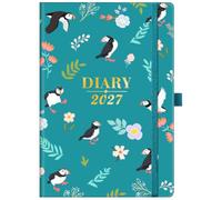 2027 Diary - A5 diaries 2027 Week to View, January 2027 - December 2027, 12 Months Diary with Elegant Hardcover, Elastic Pen Loop, Back Pocket, 21.3 x 14.7 x 1.6 cm
