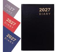 2027 Diary A5 Week to View - Hardback Planner with Ribbon Bookmark - Runs January to December 2027, Weekly Organiser for Home Office School (Black)