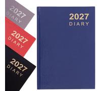 2027 Diary A5 Week to View - Hardback Planner with Ribbon Bookmark - Runs January to December 2027, Weekly Organiser for Home Office School (Navy)