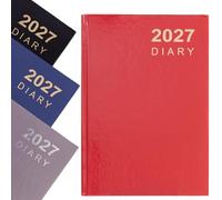 2027 Diary A5 Week to View - Hardback Planner with Ribbon Bookmark - Runs January to December 2027, Weekly Organiser for Home Office School (Red)