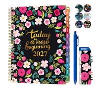 2027 Diary A5 Week-to-View - Weekly Planner with Colorful Monthly Tabs, A5 Hardcover, Pen, Elastic Band, Plan Sticker & Pocket - Weekly Organiser for Work, Study & Personal Planning