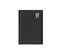 2027 Diary A6 W ay Per Page - Black Faux Leather Pocket Appointment Diary - Compact Daily Planner Organiser - Home Office Business School Travel