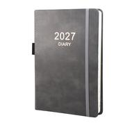 2027 Diary,Diary 2027 A5 Day Per Page from Jan 2027 to Dec 2027, Productivity A5 Daily Planner with Monthly Tabs, Pen Loop and Inner Pocket, 21×14.5cm (Grey)