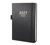 2027 Diary,Diary 2027 A5 Day Per Page from Jan 2027 to Dec 2027, Productivity A5 Daily Planner with Monthly Tabs, Pen Loop and Inner Pocket, 21×14.5cm (Black)
