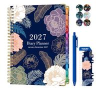 2027 Diary, Diary 2027 A5 Week to View Weekly Monthly Planner Agenda 6.1" x 8.5" Hardcover with Tabs Diaries Page A Day Notebook for Work School Academic Schedule (B1002)