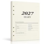 2027 Diary Refill Day per Page, Compatible with Filofax Organiser A5 | A5 Diary 2027 Refill Day per Page 6 Hole,Jan-Dec 2026