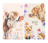 2027 Diary Slim Week to View Highland Cow Pocket Planner Jan to Dec (Cow)