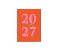 2027 Diary Week to View A5 - Bright Orange Spiral Bound Planner
