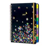 2027 Diary Week to View A5 (January-December), Week On 2 Pages, Weekly & Monthly Planner with Colorful Tabs, Pages Notes & UK Holidays, Back Pocket, Spiral Bound, Hardcover for Home, Office & School