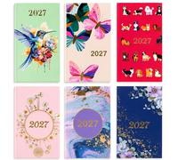 2027 Diary Week to View Slim - Hardback Planner Runs January to December 2027 - Pocket Size, 16cm x 9cm with Ribbon Bookmark (Marble)