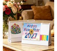 2027 DIY Diamond Art Desk Calendar, Creative Diamond Art Calendar 2027 with Notes Ornaments, DIY Diamonds Arts Painting Monthly Flip Tabletop Calendars for Office Home Planning