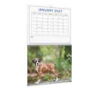 2027 Dog Wall Calendar - Boxer Puppy Planner, 12-Month Schedule,