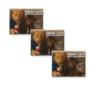 2027 Drunk Cats Wall Calendar, Funny Humorous Cat Art,3PC