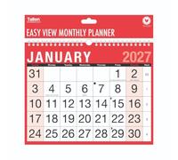 2027 Easy View Monthly Planner - Large Font Month To View A4 Wall Hanging Calendar - Spiral Bound Family Organiser