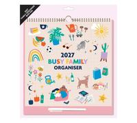2027 Family Organiser Calendar 4 Column Wall Planner with Pen, Board Backed Month To View Family Calendar for Appointments School Work Birthdays Home Office Kitchen Household Schedule, 36 x 33.5cm