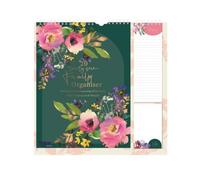 2027 Family Organiser Month to View Calendar, Hanging Memo Pad with Shopping List, Notepad, Five Columns for Organising Family Planner - FLOWER (Design No. 2)