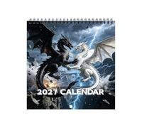 2027 Fantasy Dragons 12 Month Wall Calendar, Spiral Bind Jan-Dec Calendar | Animal Calendar Schedule Organizer for Schedule Deadline Note Appointment Party Living Room Office