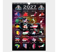 2027 Formula Racing Wall Calendar, A4 Size, Displaying Driver Birthdays, International Race Locations, Interesting Facts